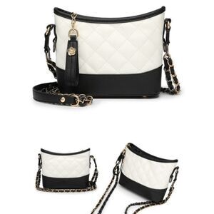 Quilted Black & White Color-block Shoulder Bag